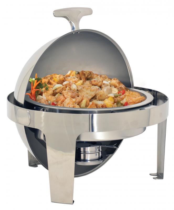 6 QT / 5.6 L Stainless Steel Round Chafing with Roll Top Lid